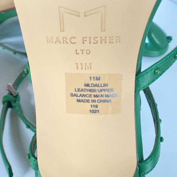 NWB Marc Fisher Dallin Green Strappy Leather Sandals, size 11M - Picture 9 of 12